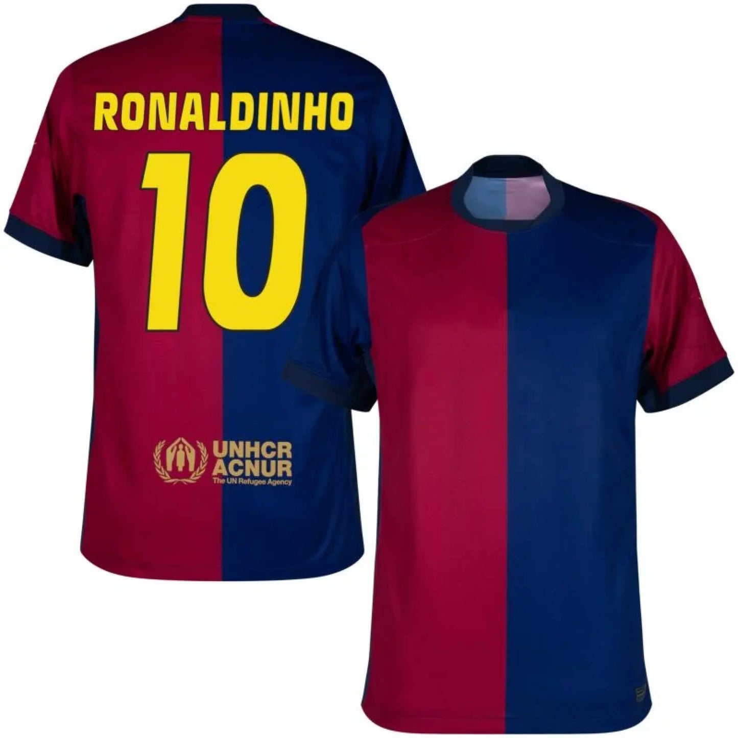 FC Barcelona Home Football Jersey Ronaldinho #10 MenÕs Blue Red Barca Shirt