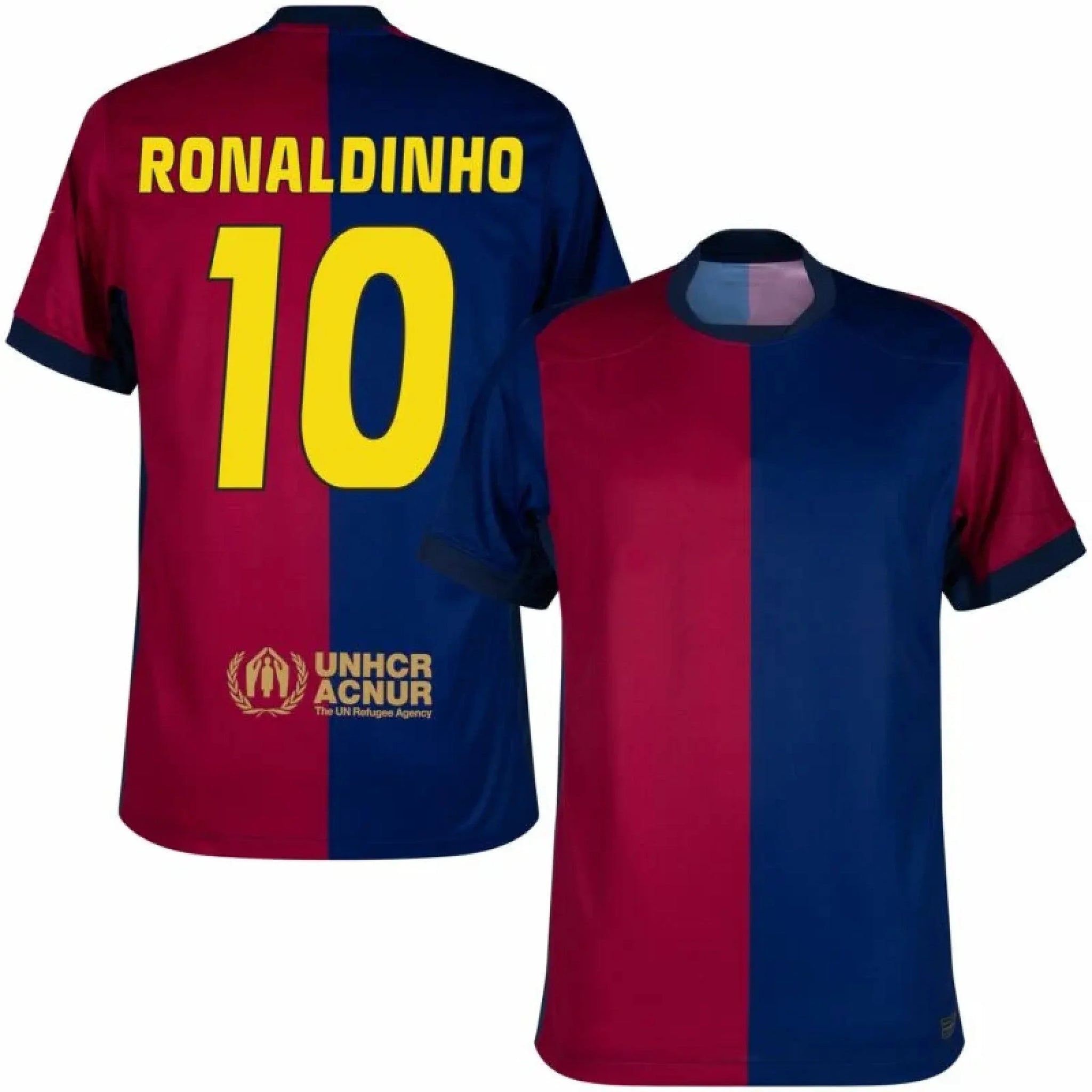 FC Barcelona Home Football Jersey Ronaldinho #10 MenÕs Blue Red Barca Shirt