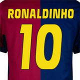 FC Barcelona Home Football Jersey Ronaldinho #10 MenÕs Blue Red Barca Shirt