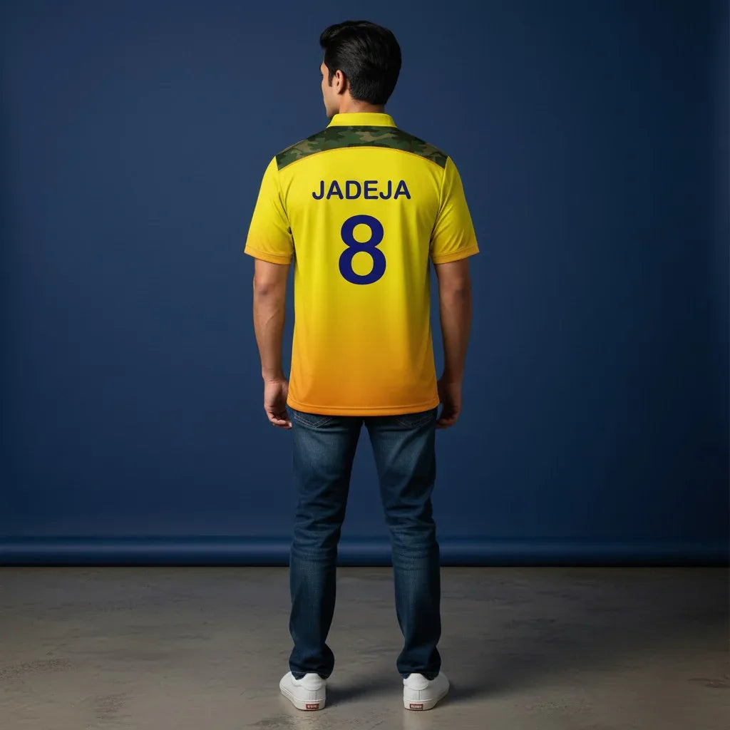 Chennai Super Kings Jadeja jersey number 8 heritage edition cricket shirt