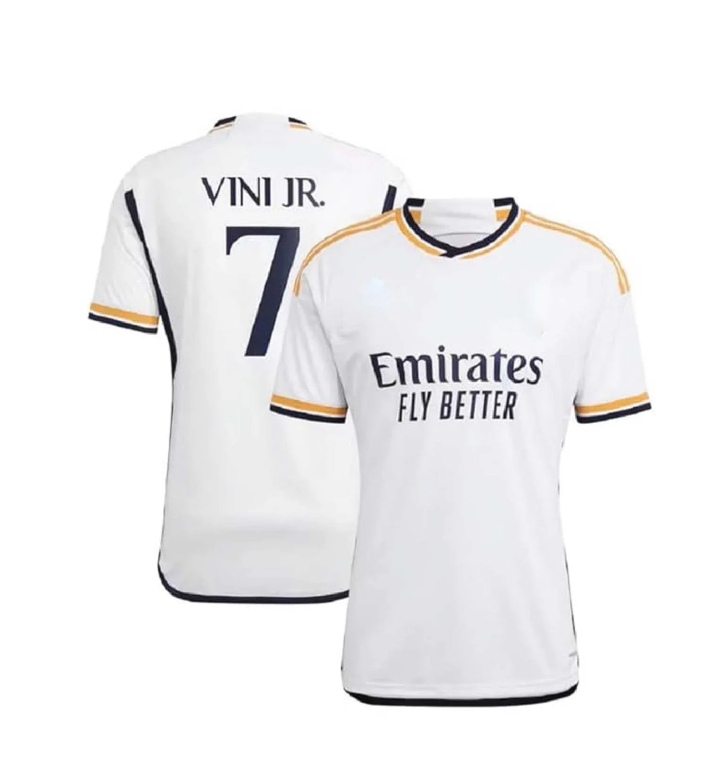 Real Madrid Vinicius Jr jersey number 7 2023/24 gold home kit
