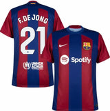 De Jong 21 Barcelona 2023-24 home jersey front view