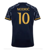 Side angle of Real Madrid Modric #10 Jersey - Navy Blue Away Kit - Breathable polyester fabric