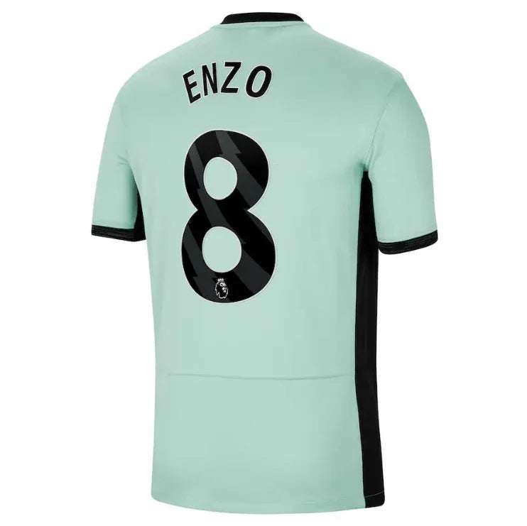 Side angle of Chelsea Enzo #8 Jersey - Mint Green Away Kit - Breathable polyester fabric