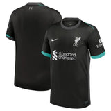 Side angle of Liverpool FC Jersey - Black Away Football Kit - Breathable polyester fabric