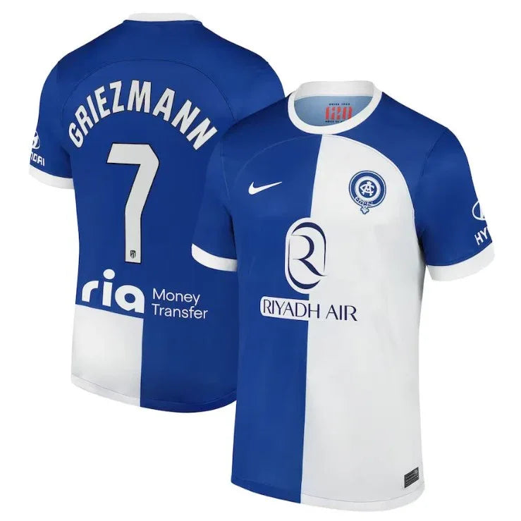 Front view of Atletico Madrid Griezmann #7 Jersey - Blue White Home Kit - Premium football jersey for fans