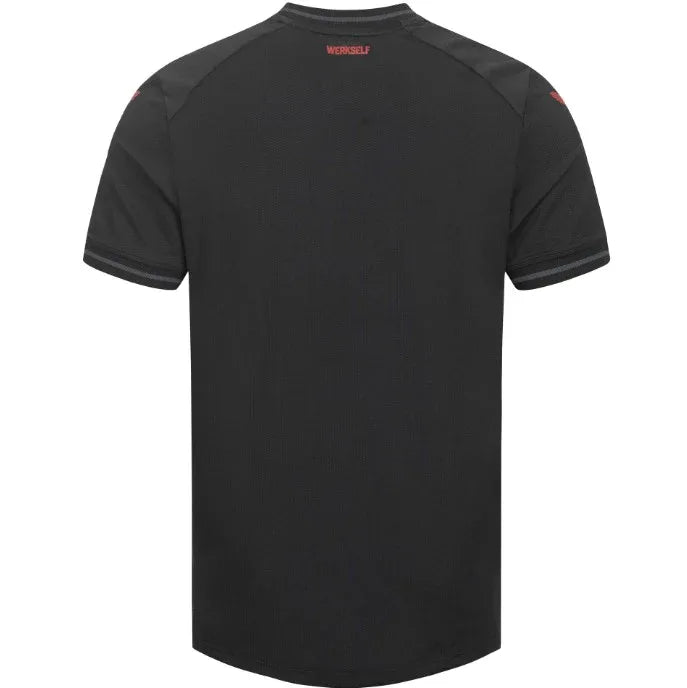 Back view of Bayer Leverkusen Jersey - Black Red Home Football Kit showing player name and number