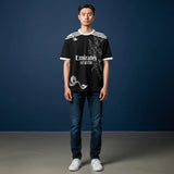 Chelsea black jersey graphic football shirt front view