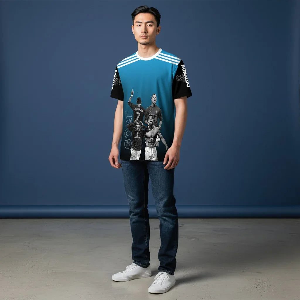 Ronaldo GOAT jersey CR7 football streetwear shirt front view