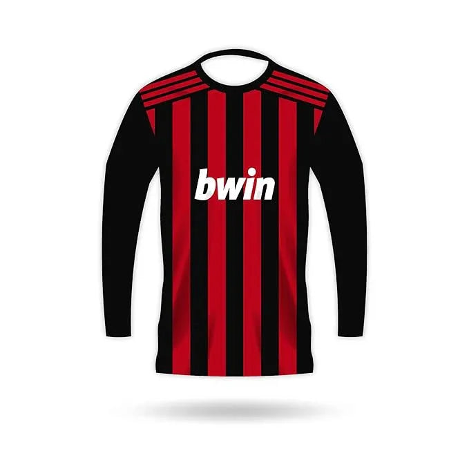 Close-up of the durable stitching and premium breathable fabric on the Kaká #22 AC Milan inspired long-sleeve jersey.