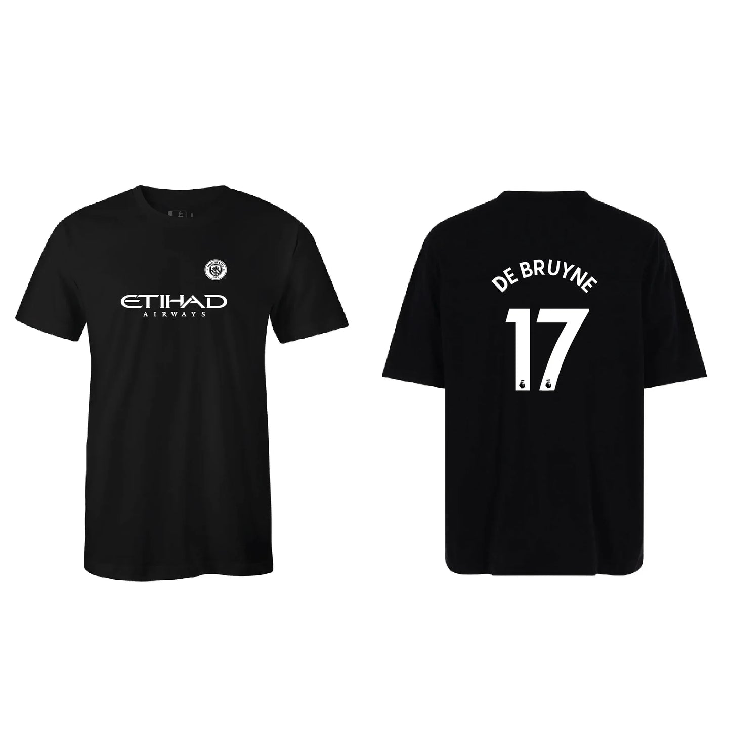 De Bruyne 17 Manchester City style jersey full sleeve black shirt front view