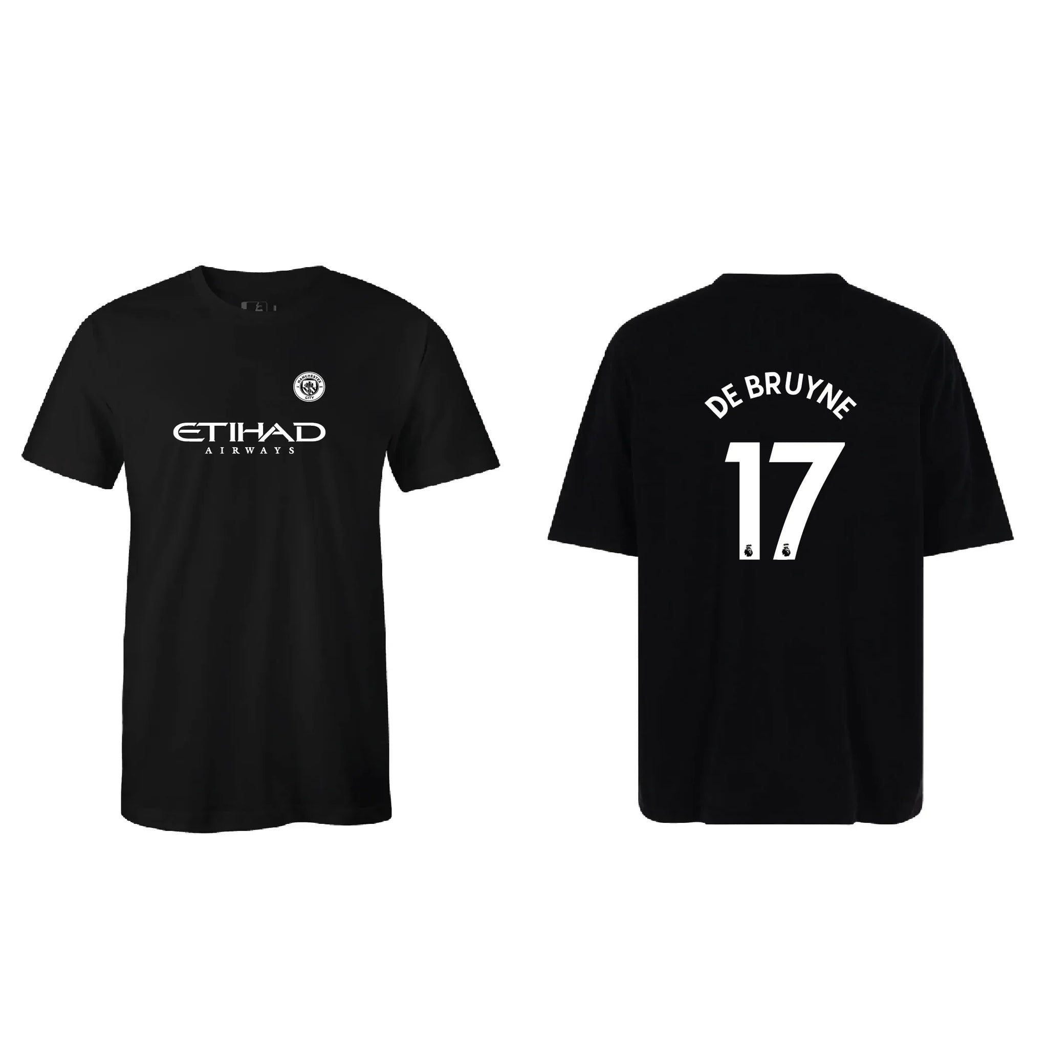 De Bruyne 17 Manchester City style jersey full sleeve black shirt front view