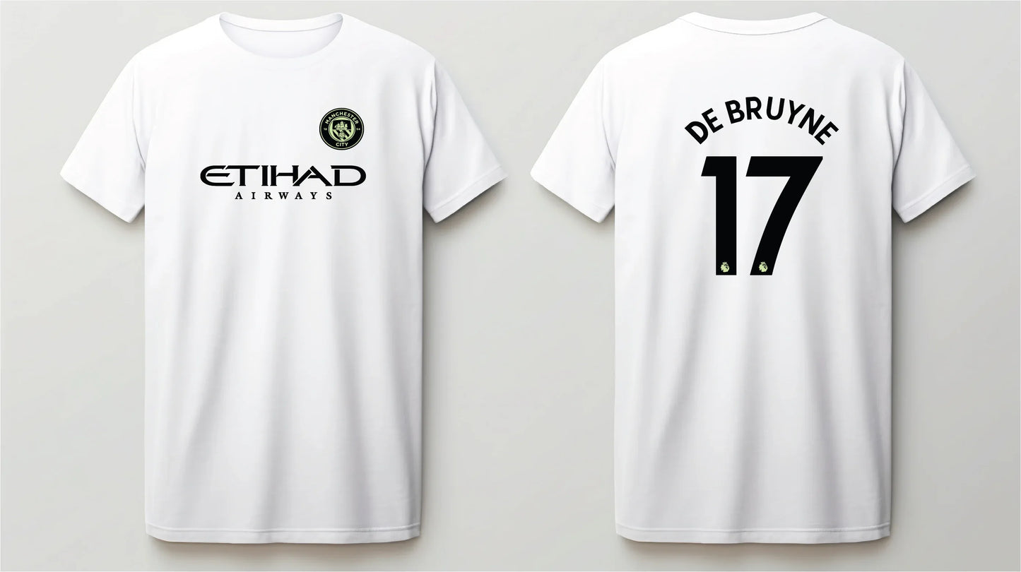 De Bruyne 17 Manchester City style black jersey full sleeve front view