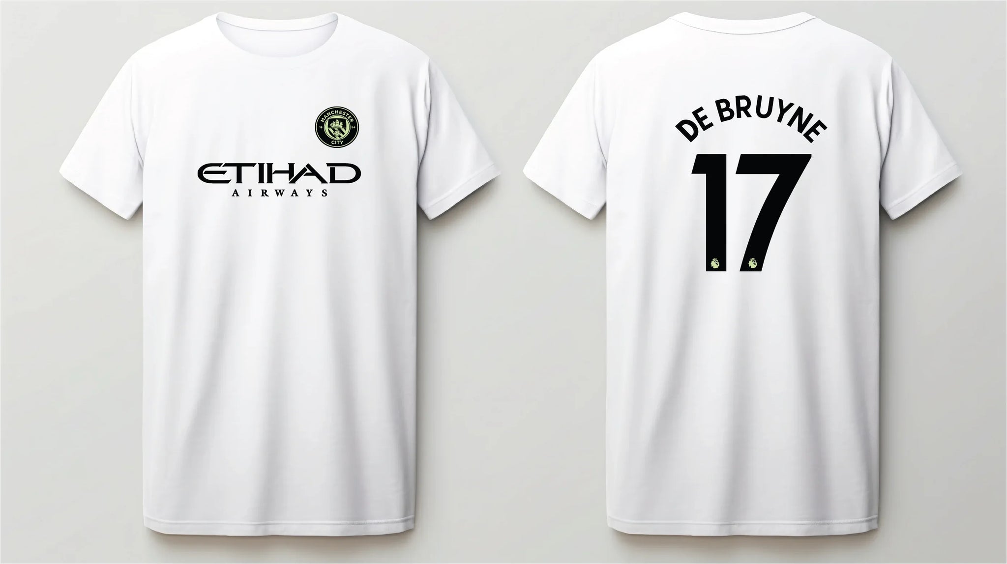De Bruyne 17 Manchester City style black jersey full sleeve front view