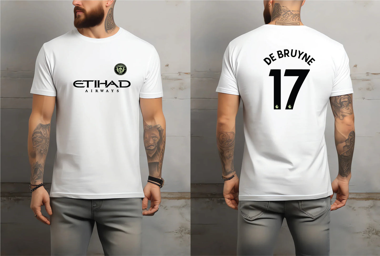 De Bruyne 17 Manchester City style black jersey full sleeve front view