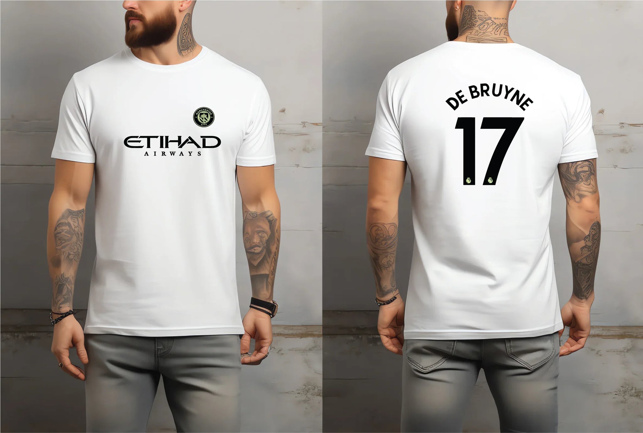 De Bruyne 17 Manchester City style black jersey full sleeve front view