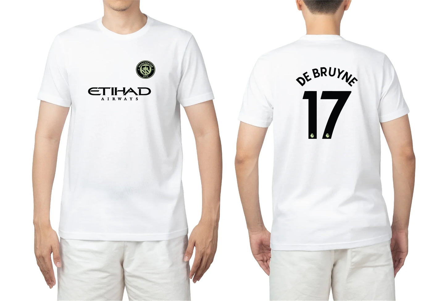 De Bruyne 17 Manchester City style black jersey full sleeve front view