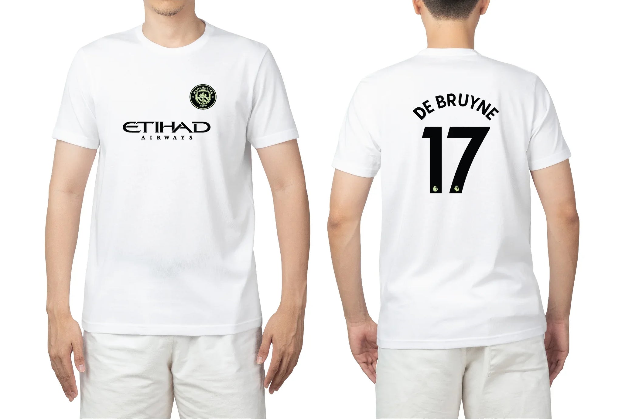 De Bruyne 17 Manchester City style black jersey full sleeve front view