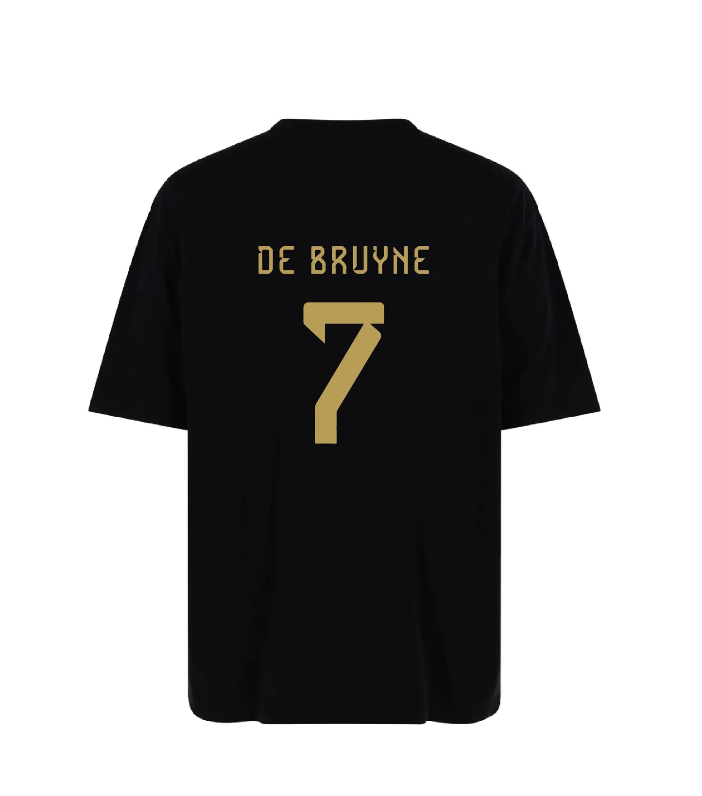 Back view of De Bruyne #7 Black Football Jersey - Short Sleeve Shirt showing player name and number