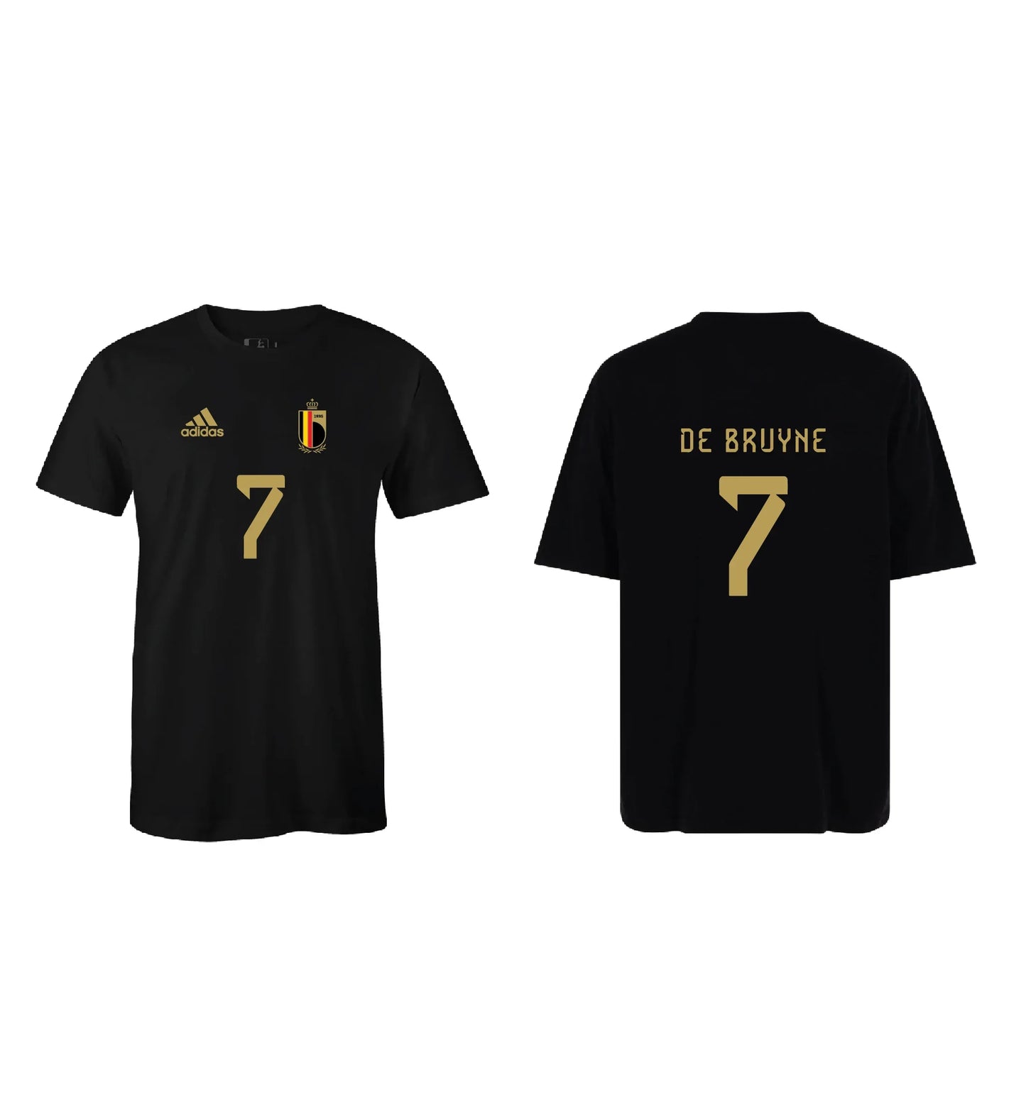 Side angle of De Bruyne #7 Black Football Jersey - Short Sleeve Shirt - Breathable polyester fabric