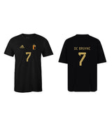 Side angle of De Bruyne #7 Black Football Jersey - Short Sleeve Shirt - Breathable polyester fabric