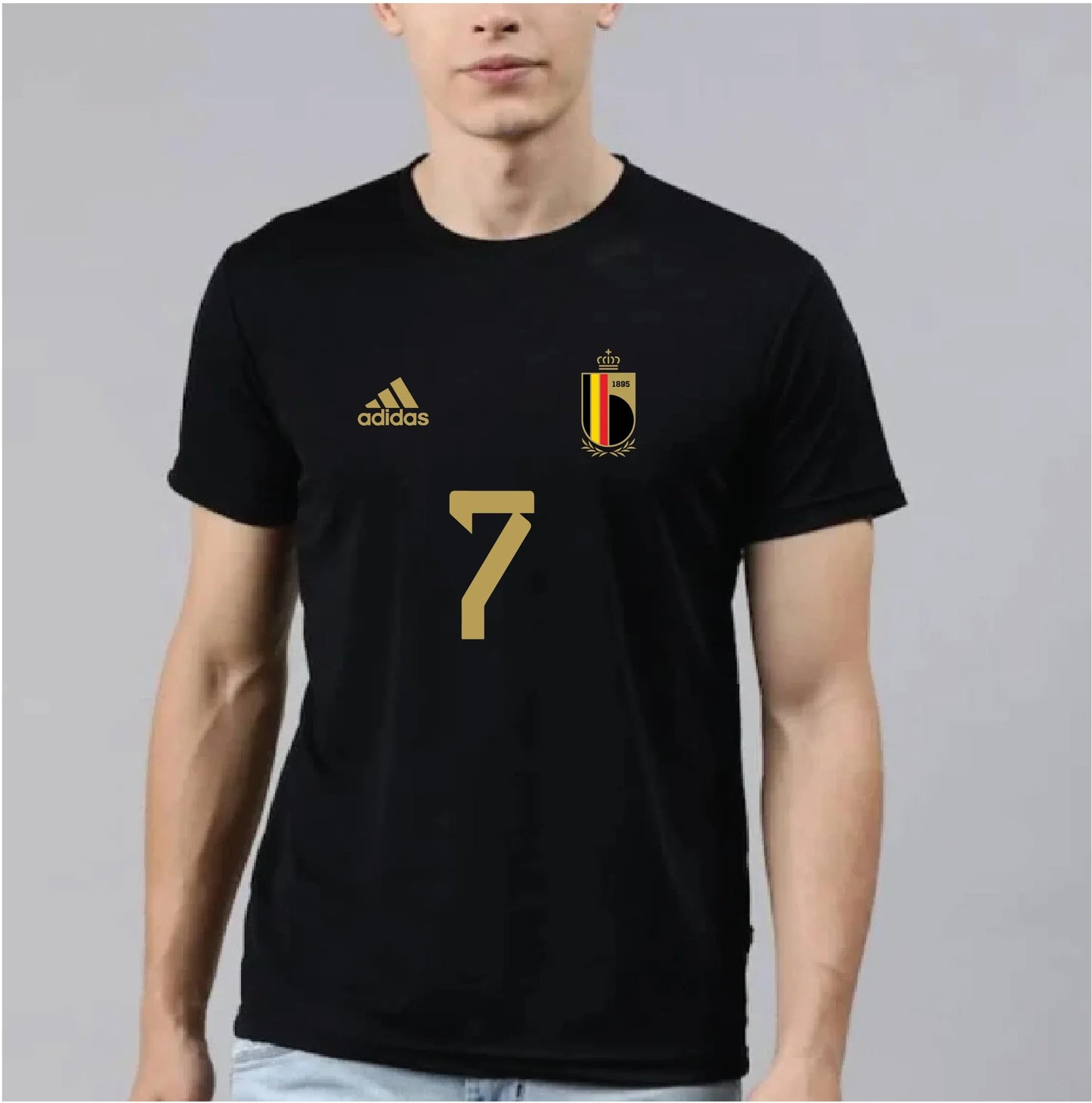 Detail shot of De Bruyne #7 Black Football Jersey - Short Sleeve Shirt - Athletic fit design