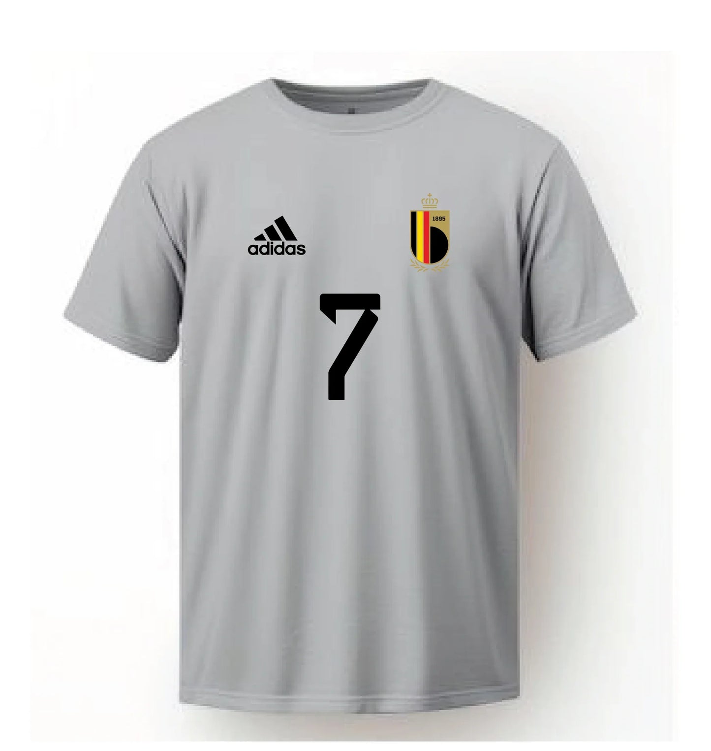 Back view of the light grey football jersey displaying DE BRUYNE and the number 7 in bold black athletic lettering.