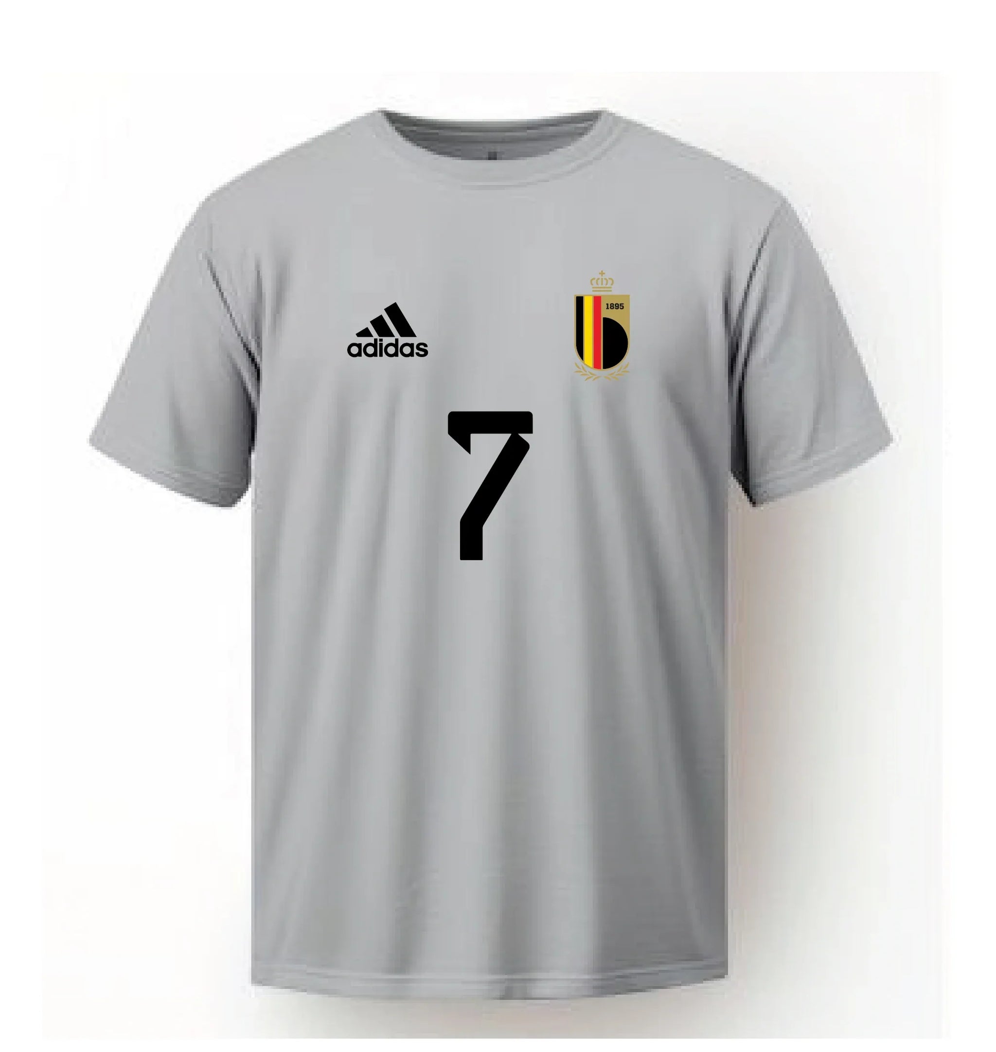 Back view of the light grey football jersey displaying DE BRUYNE and the number 7 in bold black athletic lettering.
